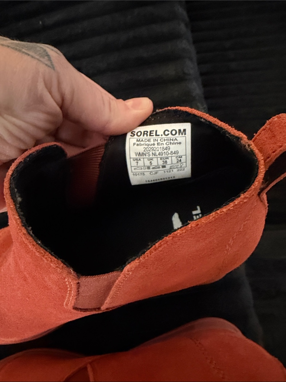 Sorel Women's Orange Suede Ankle Booties - Picture 2 of 3